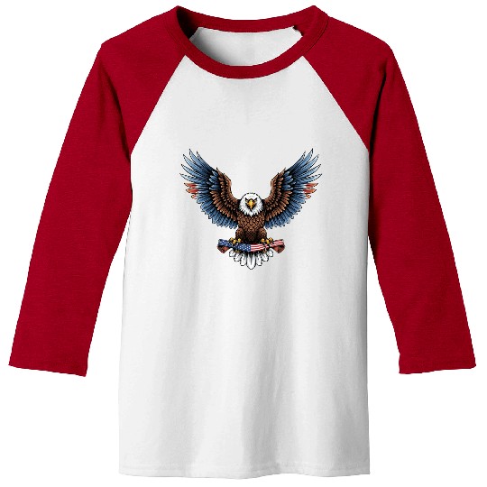 brow blue eagle with us flag Baseball Tees