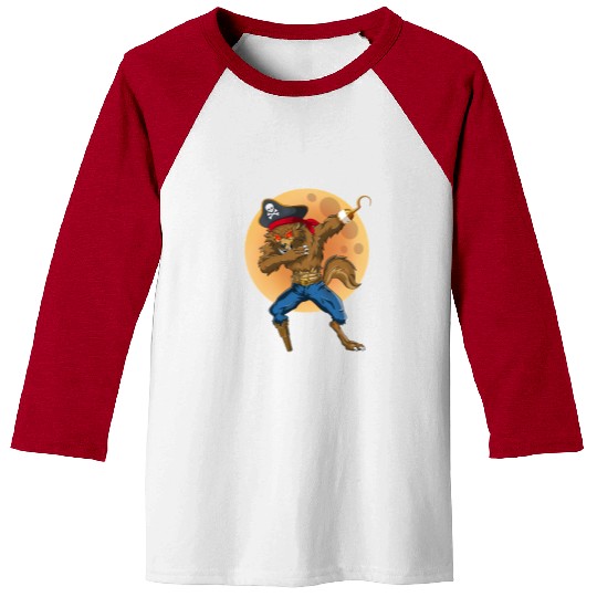 Dabbing Werewolf Pirate Halloween Pirate Baseball Tees