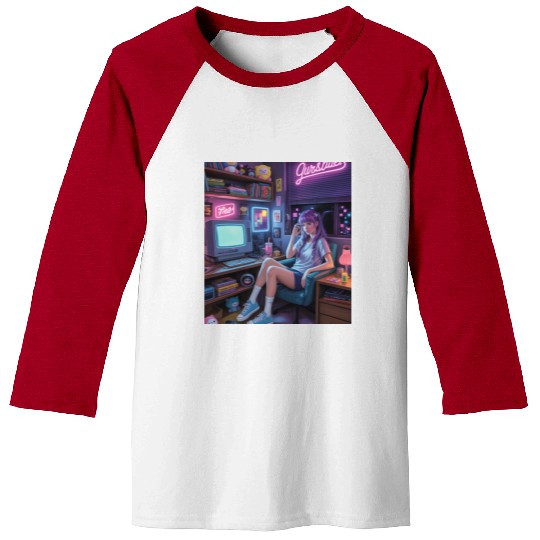 Y2K Gamer Girl Vibes – Retro Tech & Neon Room Aest Baseball Tees