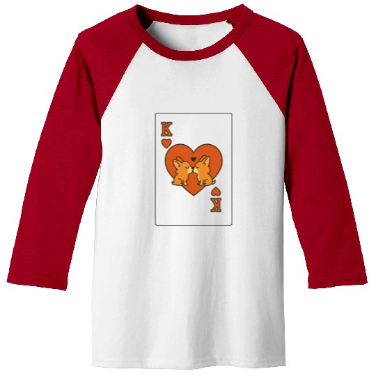 Du Du Corgi King of Hearts – Cute Poker Card Baseball Tees