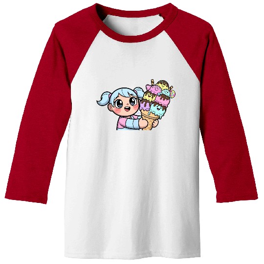 Sweet Dreams - Cute Girl Holding Giant Ice Cream Baseball Tees