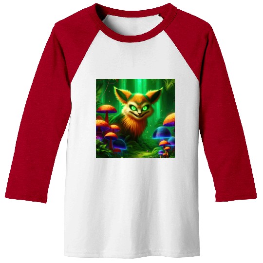 Demon Fox in Enchanted Forest – Fantasy Creature Baseball Tees