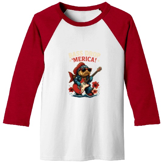 Bass Drop 'Merica! Fishing Baseball Tees