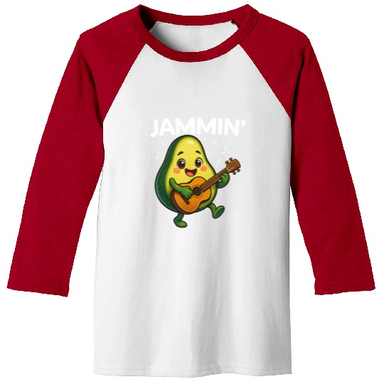 Jammin' Funny Cute Kawaii Avocado Playing Guitar Baseball Tees