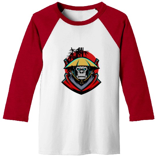monkey samurai and bamboo sticks Baseball Tees