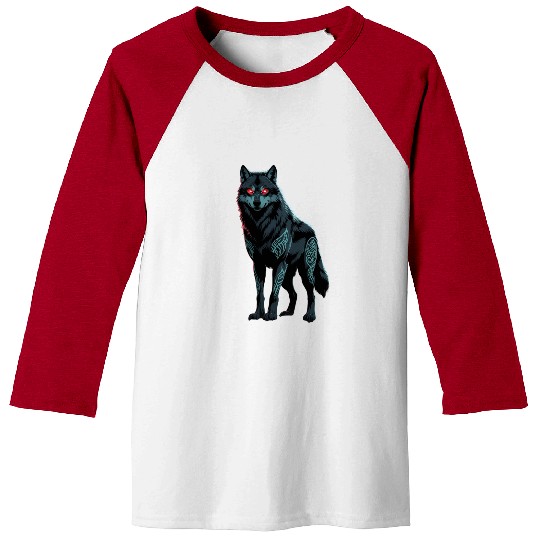 Tribal Red-Eyed Wolf – Fierce Alpha Spirit Baseball Tees