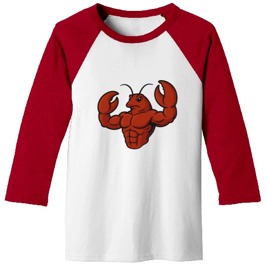Crab lobster fitness workout cartoon strong biceps Baseball Tees