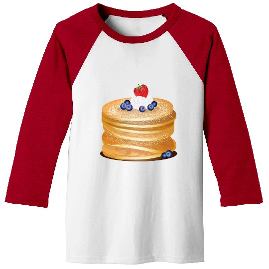 Charming pancake motif with cream and berries Baseball Tees