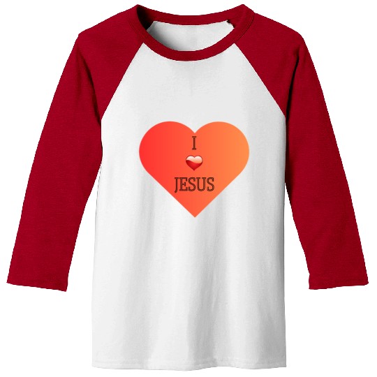 I Love Jesus Heart Design Baseball Tees