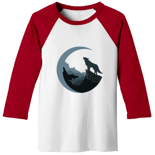 Wolf Moon Silhouette Baseball Tees
