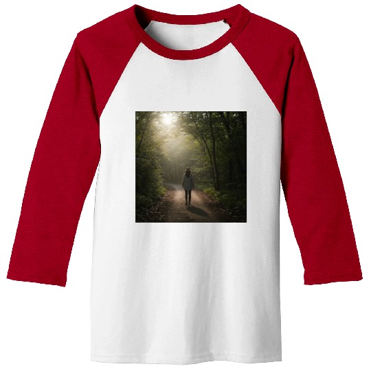 Enchanted Forest Path Illustration Baseball Tees
