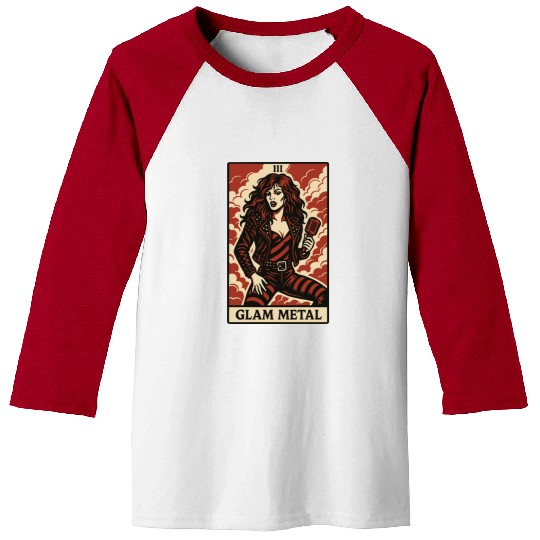 Glam Metal Tarot Card – Fierce, Flashy, and Loud Baseball Tees