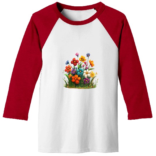 Vibrant Spring Blossom Garden Design Baseball Tees