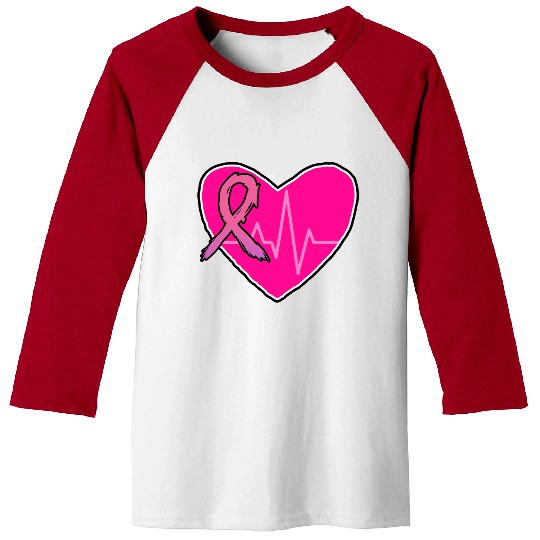 Breast Cancer Awareness Heart Design Baseball Tees