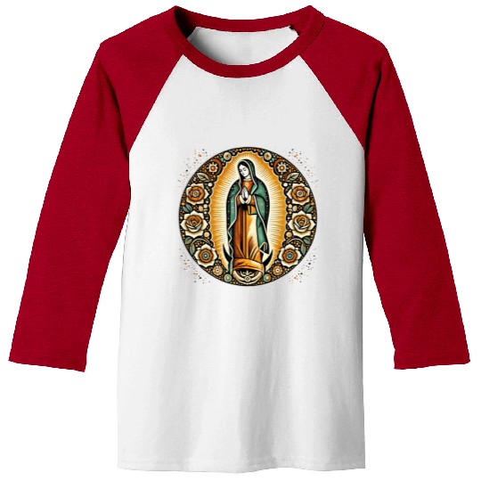Our Lady of Guadalupe Mother Mary Art Baseball Tees