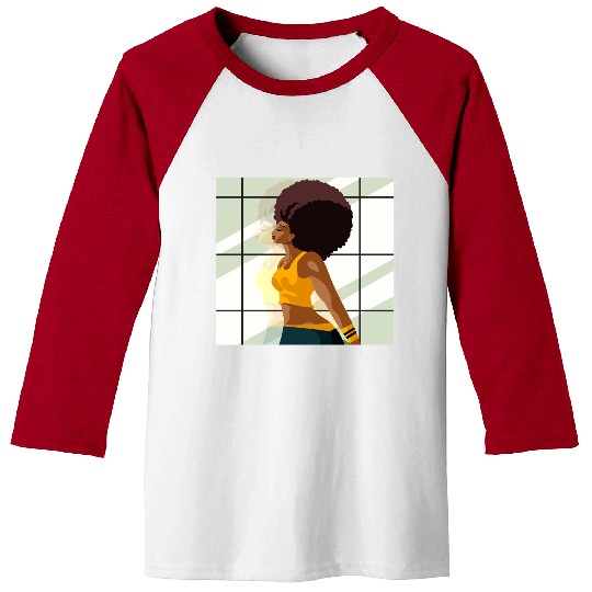 afro fitness girl in gym Baseball Tees