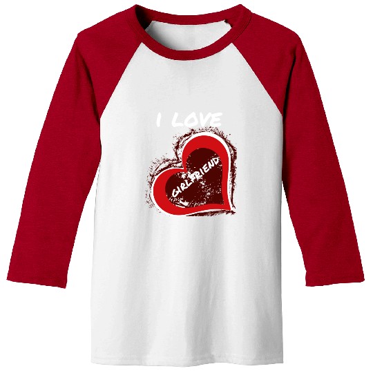 Grunge Style I Love My Girlfriend Heart Design Baseball Tees