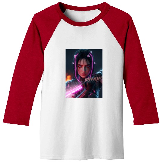 Cyberpunk Samurai Girl Baseball Tees