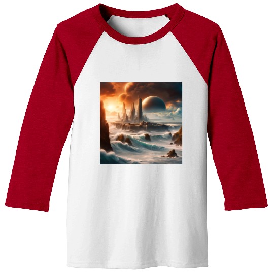 Sci-FI Futuristic Alien Planet Landscape  Baseball Tees