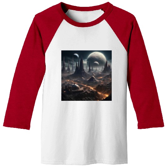 Dark World: Alien Planet Landscape Baseball Tees