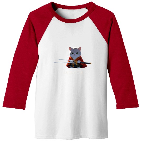 Mythic Warrior Cat with Swords Baseball Tees