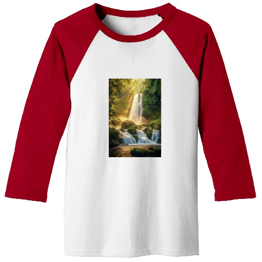 Sunrise Over Hidden Waterfall Baseball Tees
