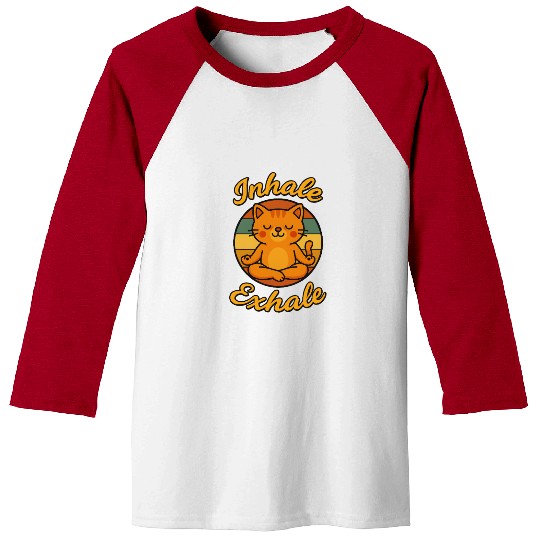Yoga Cat Meditation Baseball Tees