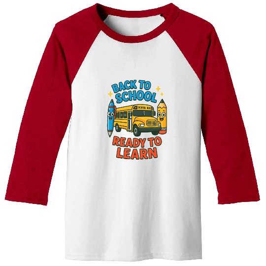 Back to School Bus Cartoon Design Baseball Tees