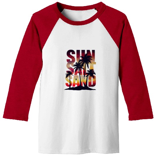 Sunset Palm Tree Silhouette Design Baseball Tees