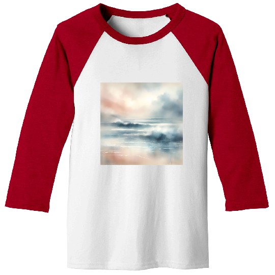 Serene Ocean Dawn Abstract Baseball Tees