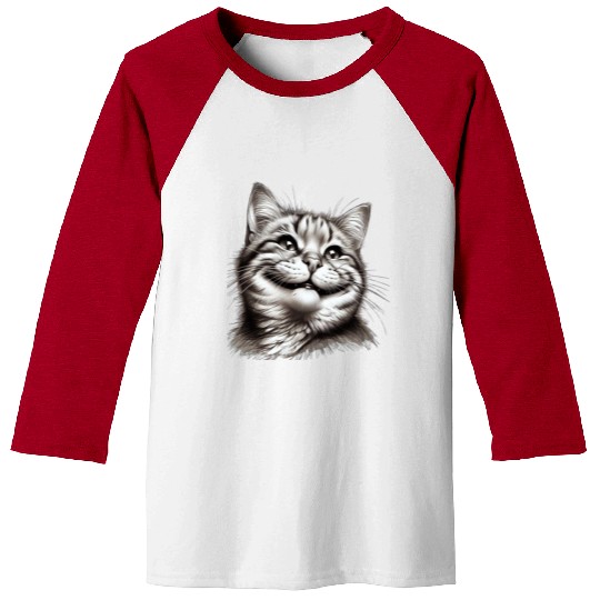 Joyful Cat Illustration for Apparel Baseball Tees