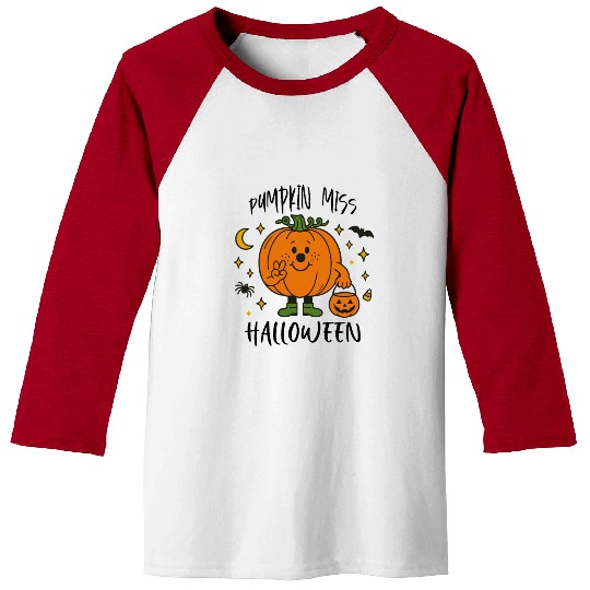 Cute Pumpkin Character for Halloween Baseball Tees