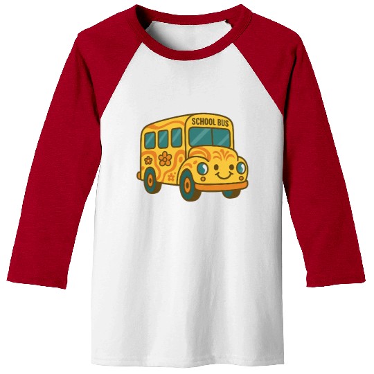 Cute Yellow School Bus Back to School Fun Baseball Tees