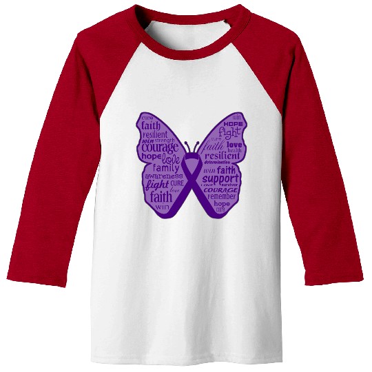 Domestic Violence Butterfly Collage of Words Baseball Tees