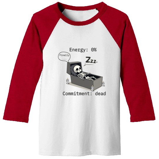 Sleepy Energy 0% – Funny Skeleton Coffin Meme Baseball Tees