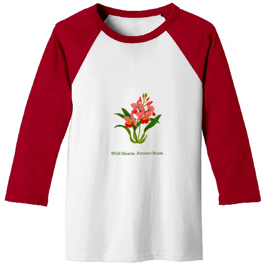 Wild Heart Orchid Botanical Design Baseball Tees