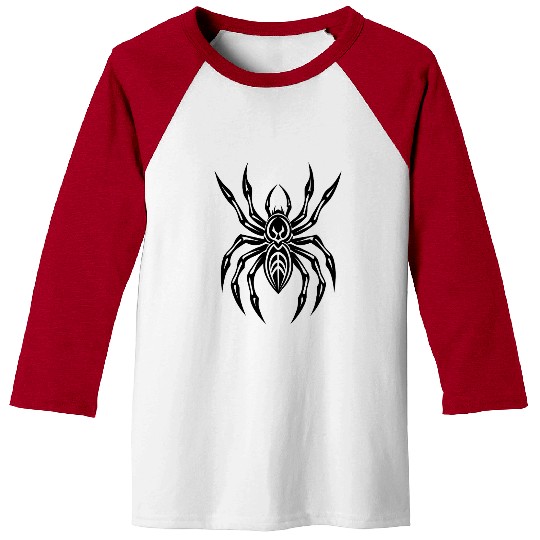 Geometric Tribal Spider – Minimalist Black Insect  Baseball Tees