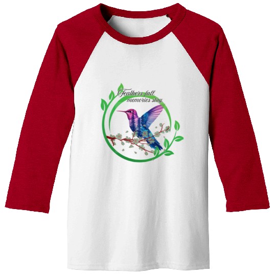 Vibrant Hummingbird and Blossoms Design Baseball Tees