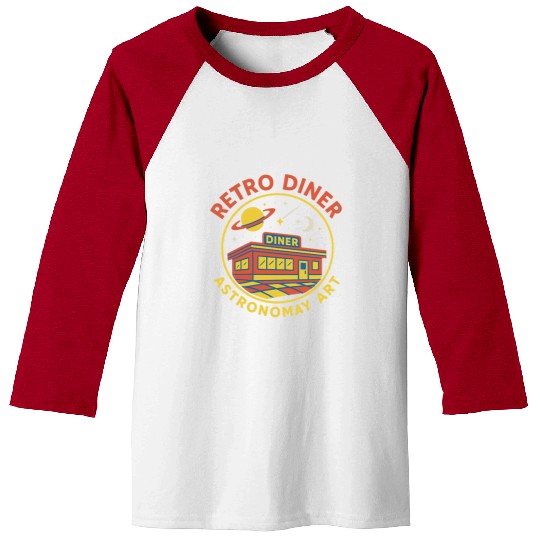 Retro Space Diner Astronomy Art Baseball Tees