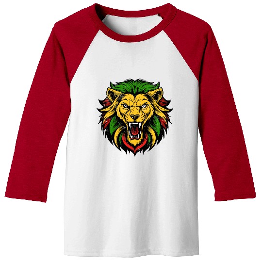 Rasta Lion Red Gold Green Baseball Tees