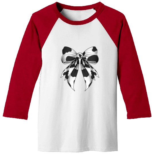 Coquette Bow Cow Pattern Cow Farmer Cow Farming Baseball Tees