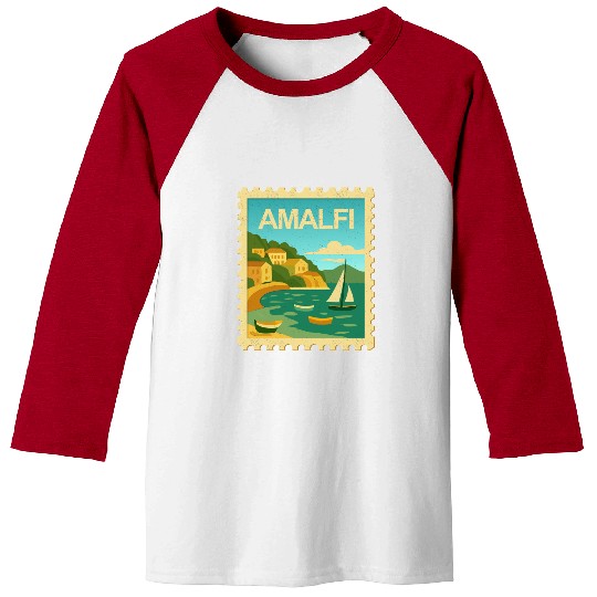 Vintage Style Stamp - Amalfi Italy Baseball Tees