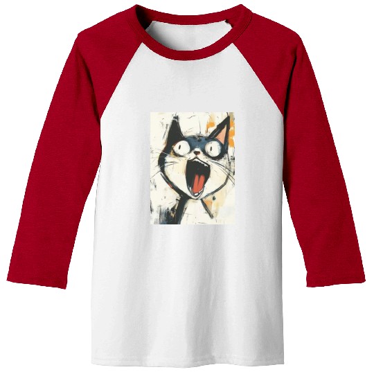 Funny Screaming Cat – Meme Expression Baseball Tees