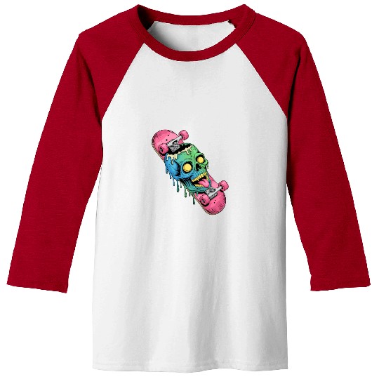 Neon Dripping Skull Skateboard Art Baseball Tees