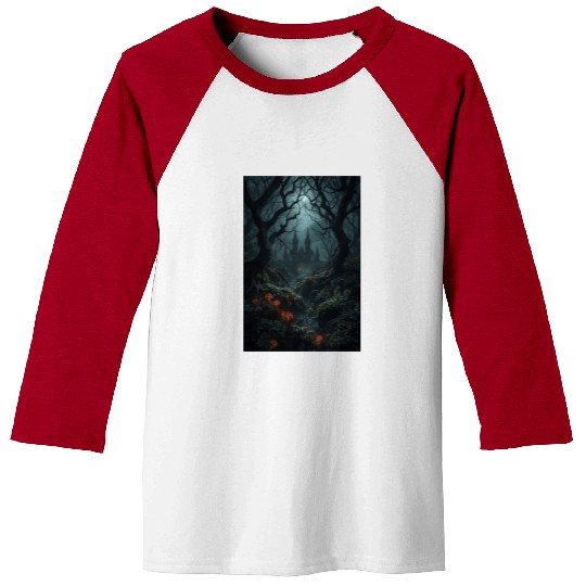 Enchanted Forest Castle Scene Baseball Tees