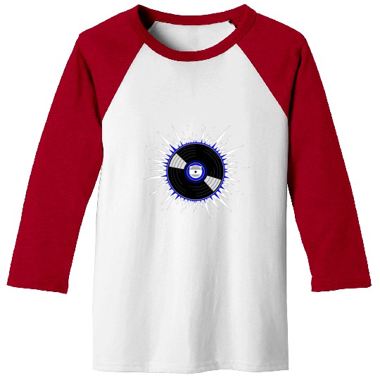 Vinyl Record Starburst Design Baseball Tees