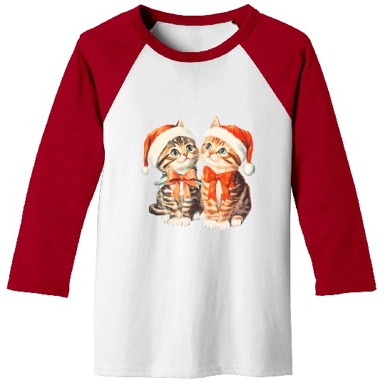 Festive Kittens in Santa Hats Baseball Tees