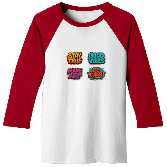 Vibrant Motivational Affirmation Designs Baseball Tees