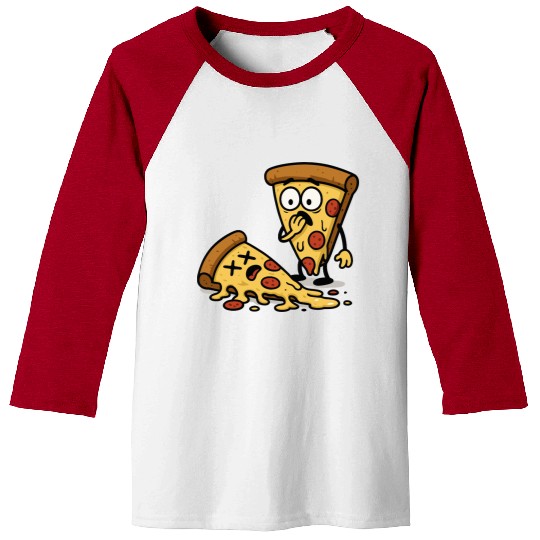 Pizza Slice Cartoon Expression Baseball Tees