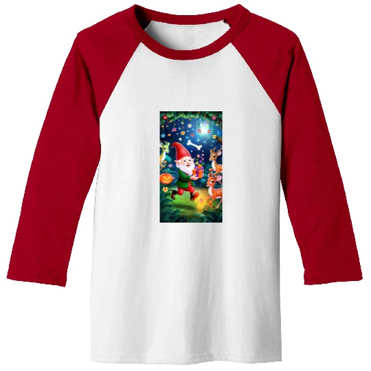 Enchanted halloween Christmas Scene with Reindeer Baseball Tees